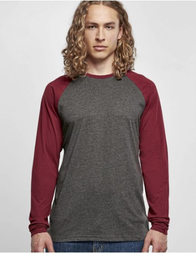 BUI-BB023-Mens Contrast Raglan Longsleeve T-Shirt